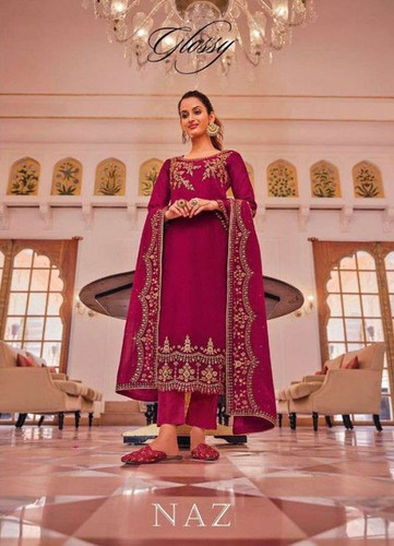 Glossy Naz Blooming Georgette Embroidery Work Suits
