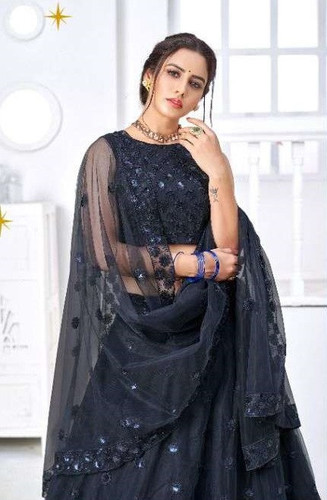Semi Stitched Net Lehenga Choli