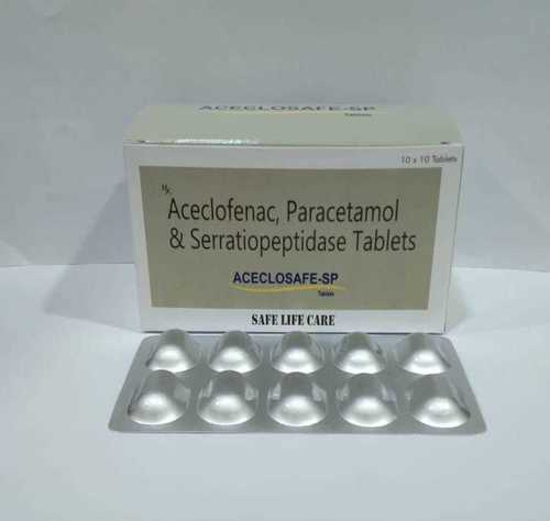 Aceclosafe Sp Tablets Ingredients: Acceclofenac 100 Mg + Paracetamol 325mg + Serratiopeptidase15mg