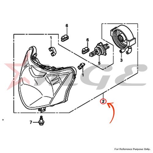 Headlight Unit For Honda CBF125 - Reference Part Number - #33110-KWF-901