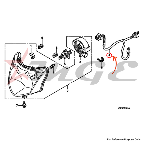 Socket Assy., Headlight For Honda CBF125 - Reference Part Number - #33150-KWF-901