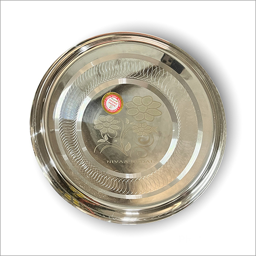 Stainless Steel Silver Touch Laser Engraved Thali
