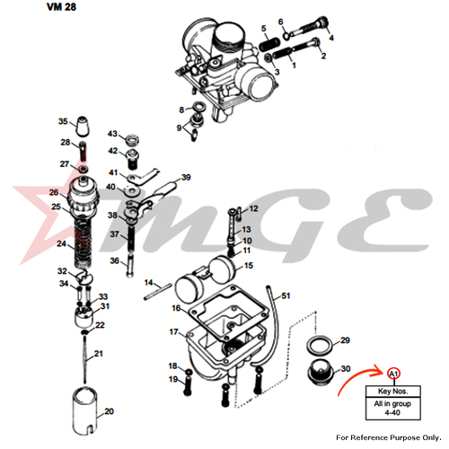 Carburetor - Mikcarb VM 28 For Royal Enfield - Reference Part Number - #144135/1