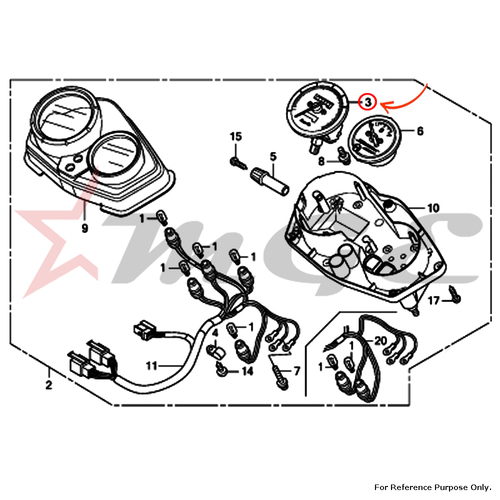 Speedometer Assy.(KPH) For Honda CBF125 - Reference Part Number - #37200-KWF-901, #37200-KWF-951
