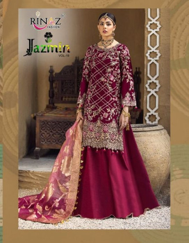 Rinaz Jazmin Vol-19 Faux Georgette Heavy Pakistani Suits