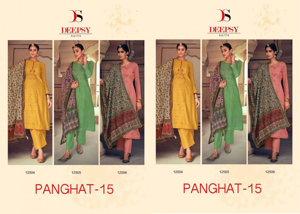 Deepsy Suits Panghat Vol-15 Cotton Embroidery Work Summer Suits