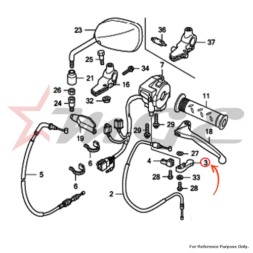 Lever, Choke For Honda CBF125 - Reference Part Number - #17961-KTE-910, #17961-KTE-911