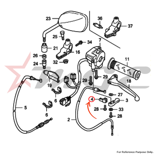 Stopper, Cable For Honda CBF125 - Reference Part Number - #17962-KTE-910