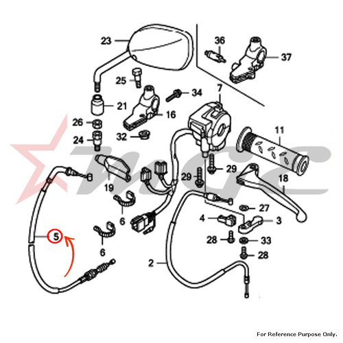 Cable Comp., Clutch For Honda CBF125 - Reference Part Number - #22870-KTE-910