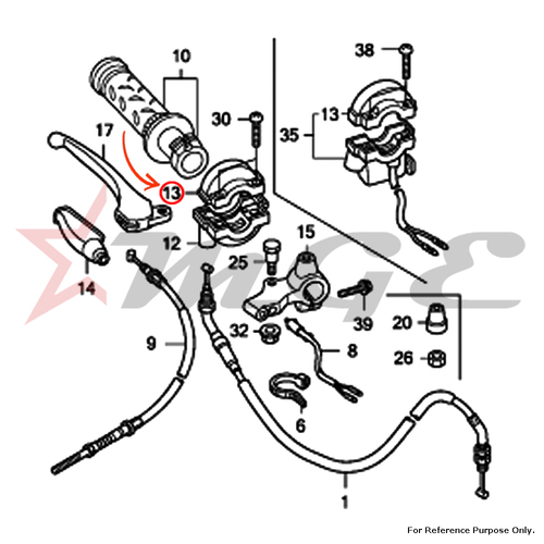 Housing, Under Throttle For Honda CBF125 - Reference Part Number - #53168-KTE-910, #53168-166-000
