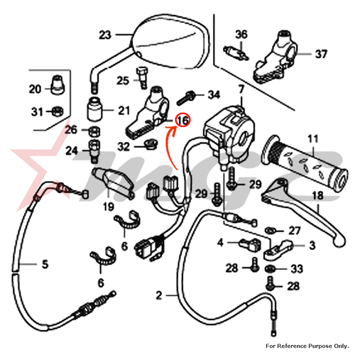 Bracket, L. Handle Lever For Honda CBF125 - Reference Part Number - #53172-KTE-910