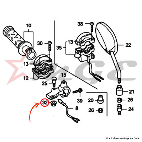 Nut, Flange, 6mm For Honda CBF125 - Reference Part Number - #94050-06000