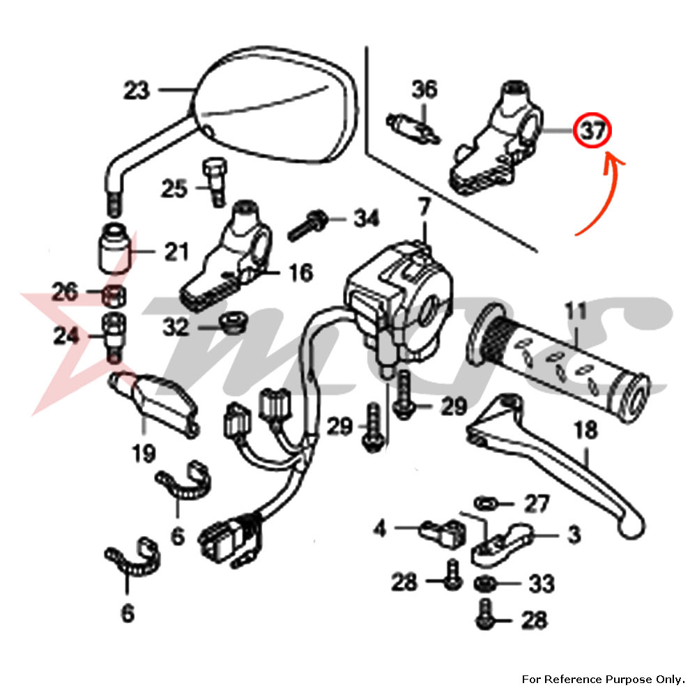 Bracket, L. Handle Lever For Honda CBF125 - Reference Part Number - #53172-KTE-930