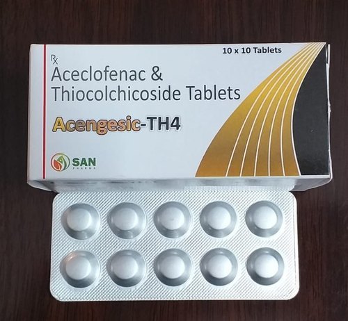100 mg Aceclofenac 4 mg Thiocolchicoside Tablet Third Party Manufacturing