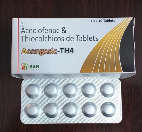 100 mg Aceclofenac 4 mg Thiocolchicoside Tablet