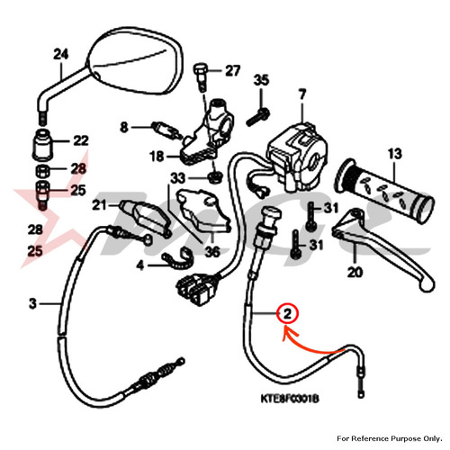 Cable Comp., Choke For Honda CBF125 - Reference Part Number - #17950-KWF-900