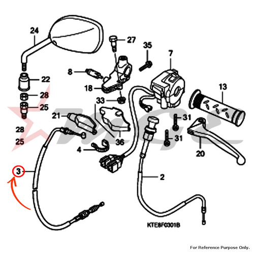Cable Comp., Clutch For Honda CBF125 - Reference Part Number - #22870-KWF-900