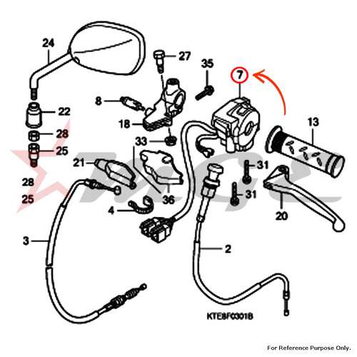 Switch Assy., Winker For Honda CBF125 - Reference Part Number - #35200-KWF-920, #35200-KWF-900