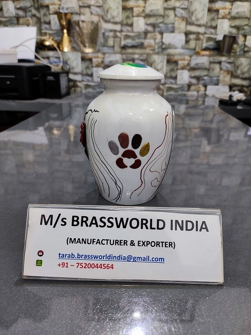 Hand Painted Heartbeat Aluminum Pet Cremation Urn