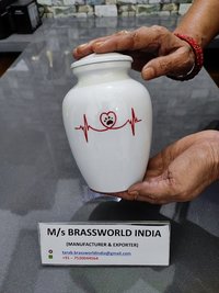 Hand Painted Heartbeat Aluminum Pet Cremation Urn