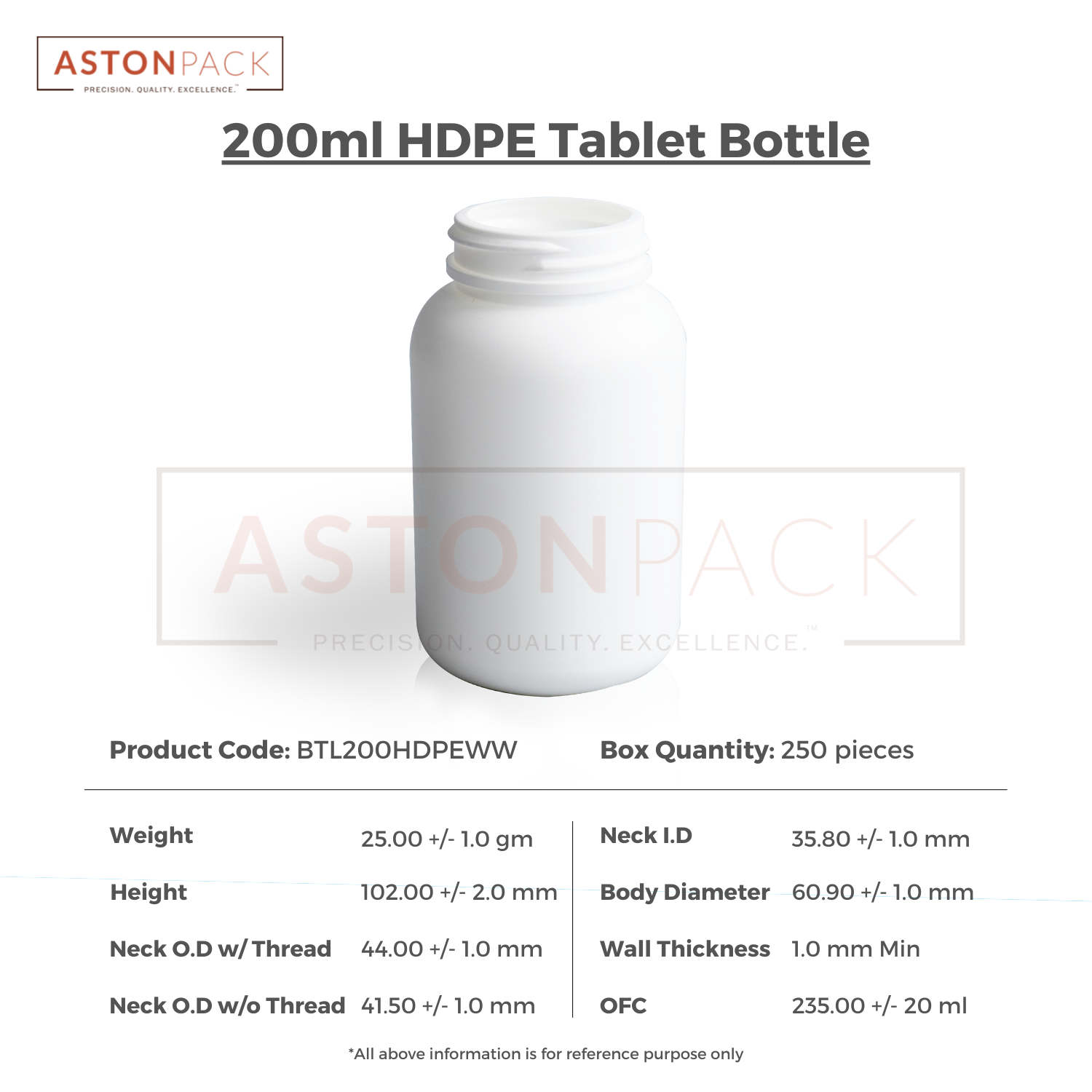 200 ml HDPE Tablet and Pill Packer Bottles