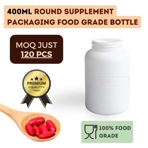 400ml Round Supplement Packaging Food Grade Bottles