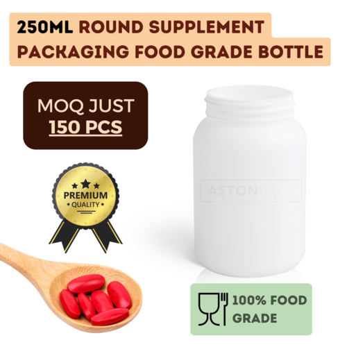 250ml Round Supplement Packaging Food Grade Bottles
