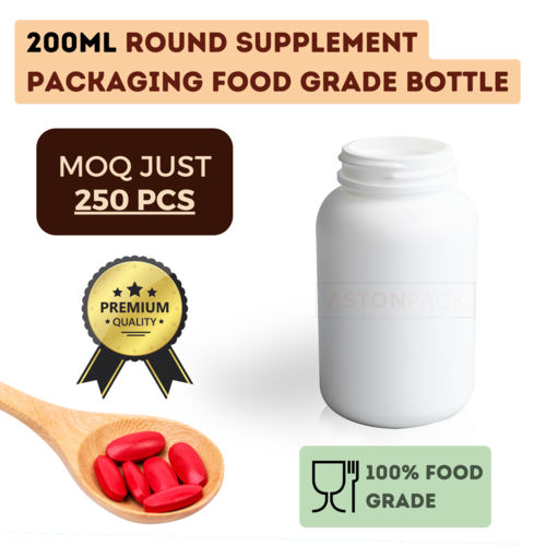 200ml Round Supplement Packaging Food Grade Bottles