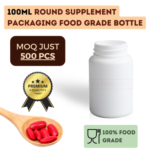 100ml Round Supplement Packaging Food Grade Bottles