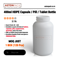 400ml White HDPE Capsule Pill Tablet Packaging Bottle