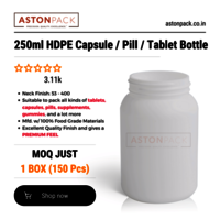 250ml White HDPE Capsule Pill Tablet Packaging Bottle