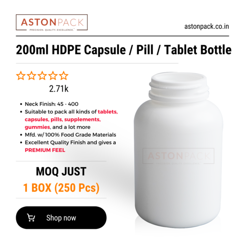 200ml White HDPE Capsule Pill Tablet Packaging Bottle