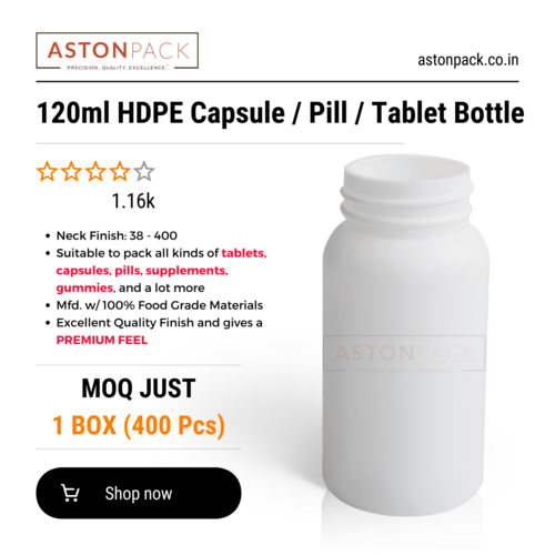 120ml White HDPE Capsule Pill Tablet Packaging Bottle