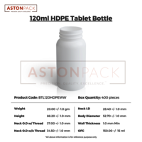 120ml White HDPE Capsule Pill Tablet Packaging Bottle