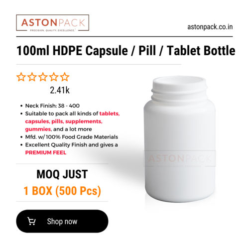 100ml White HDPE Capsule Pill Tablet Packaging Bottle