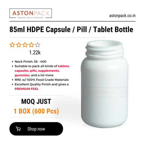 85ml White HDPE Capsule Pill Tablet Packaging Bottle