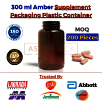 300 ml Amber Supplement Packaging Plastic Container