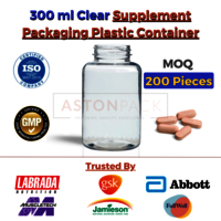 300 ml Clear Supplement Packaging Plastic Container