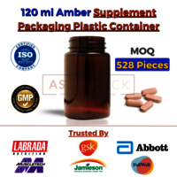 120 ml Amber Supplement Packaging Plastic Container