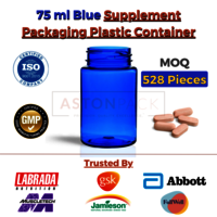 75 ml Cobalt Blue Supplement Packaging Plastic Container