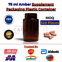 75 ml Amber Supplement Packaging Plastic Container