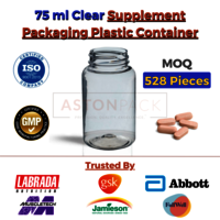 75 ml Clear Supplement Packaging Plastic Container