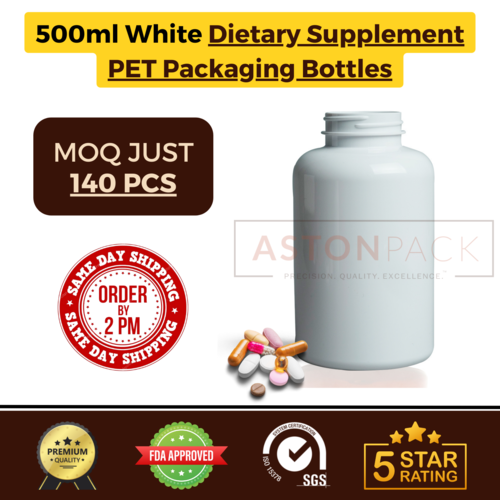 500 ml White Dietary Supplement PET Packaging Bottles