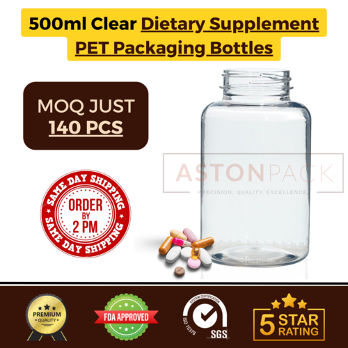 500 ml Clear Dietary Supplement PET Packaging Bottles
