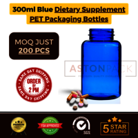 300 ml Cobalt Blue Dietary Supplement PET Packaging Bottles