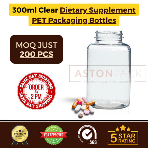 300 Ml Clear Dietary Supplement Pet Packaging Bottles Diameter: 69.06 Millimeter (Mm)