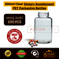300 ml Clear Dietary Supplement PET Packaging Bottles