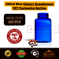 250 ml Cobalt Blue Dietary Supplement PET Packaging Bottles