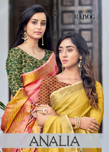 Rajyog Analia Soft Tissue Linen Concept Fancy Saree Catalog