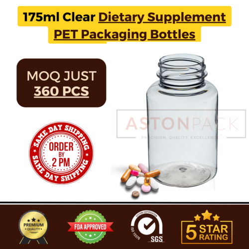 175 ml Clear Dietary Supplement PET Packaging Bottles